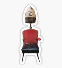 Vintage Retro Barber Hair Dryer And Chair Sticker