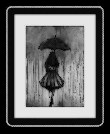 A Lonely Girl Walking In Rain Carrying An Umbrella By