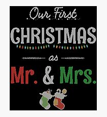 Our First Christmas as Mr and Mrs Ugly Sweater Knitted Design Gift For Just Married Married Couples T-Shirt Sweater Hoodie Iphone Samsung Phone Case Coffee Mug Tablet Case Photographic Print