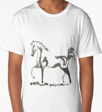 Sumi-e Horse Large Print Long T-Shirt