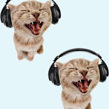 Cat with headphones sticker pack meme