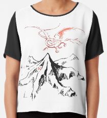 Roter Drache über einer einzelnen einsamen Spitze - Fan Art Chiffontop