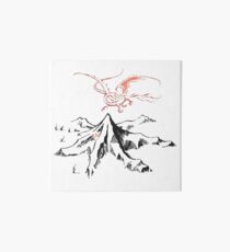 Red Dragon Above A Single Solitary Peak - Fan Art Art Board