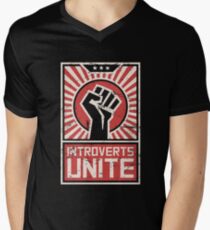 Propaganda Poster | Introverts Unite Men's V-Neck T-Shirt