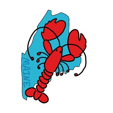 Maine Outline with Lobster Sticker for Sale by Mainely-Crafts