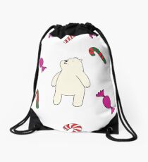 Teddie cute on white Drawstring Bag