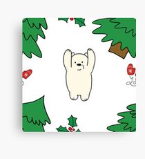 Cutie xmas teddy white Canvas Print