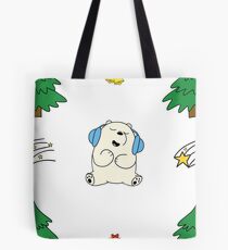 Cute white teddie on Snow Tote Bag