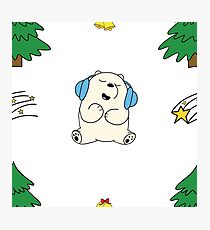 Cute white teddie on Snow Photographic Print