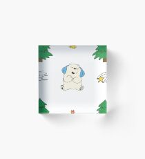 Cute white teddie on Snow Acrylic Block