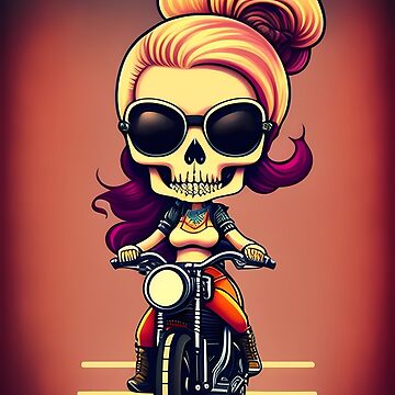 Badass Vintage Biker Girl Skull - Cool Motorcycle Or Funny Helmet