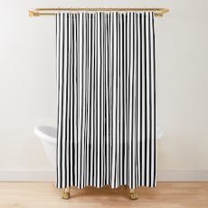 Black Vertical Stripes Shower Curtain