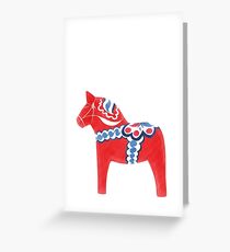 Dalahäst Swedish Horse card (red) Greeting Card
