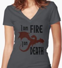 Fire & Death Women's Fitted V-Neck T-Shirt