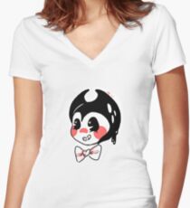 cute inky bean Women's Fitted V-Neck T-Shirt