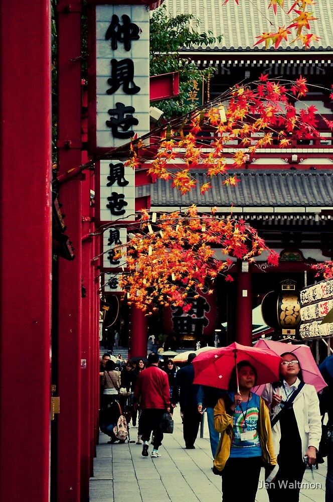 Autumn In Japan Walking In The Rain By Jen Waltmon Redbubble