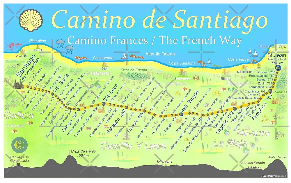 Map of the Camino de Santiago by Anthony Page