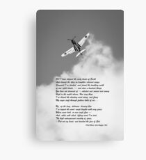 Silver P-40 High Flight poem B&W version Canvas Print