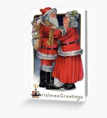 Vintage Christmas Greetings from Mr and Mrs Claus Greeting Card
