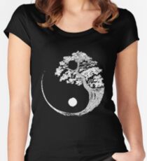 Yin Yang Bonsai Tree Japanese Buddhist Zen Women's Fitted Scoop T-Shirt