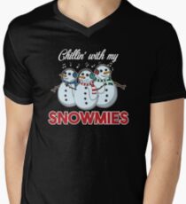 Chillin With My Snowmies Christmas Homie Pun Gift Men's V-Neck T-Shirt