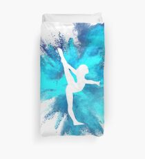 Gymnast Silhouette - Blue Explosion Duvet Cover
