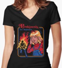Pyrokinesis for Beginners Women's Fitted V-Neck T-Shirt