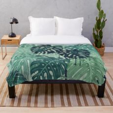 Monstera Melt (in Green) Throw Blanket