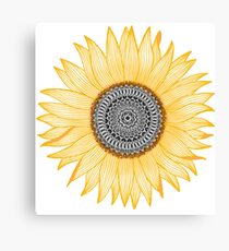 Golden Mandala Sunflower Canvas Print
