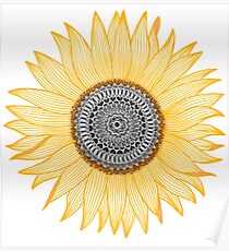 Golden Mandala Sunflower Poster