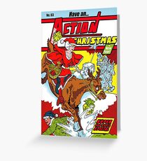 Have an Action Christmas! Super Mrs Santa Christmas Card Greeting Card