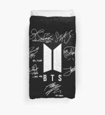 BTS - LOGO with Autograph // White Text Duvet Cover