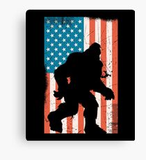 Distressed American USA Flag Bigfoot Sasquatch Canvas Print