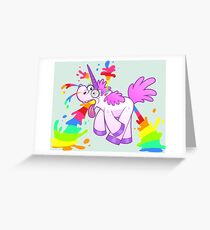 Unicorn makes rainbow Greeting Card