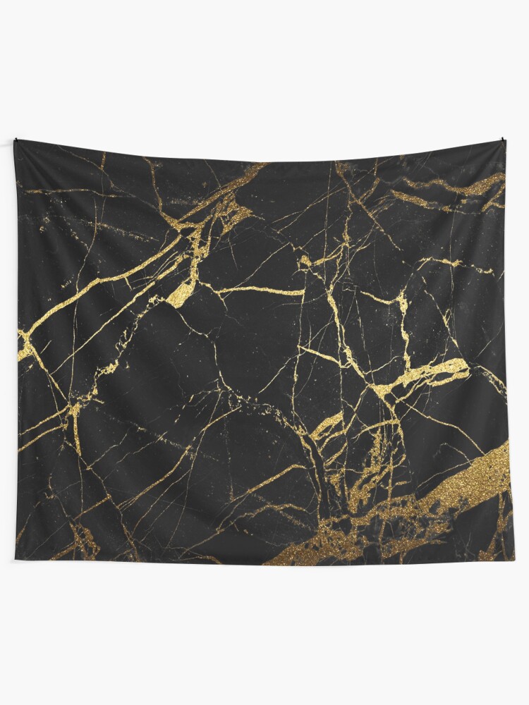Alternate view of Black-Gold Marble Impress Tapestry