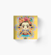 Frida Kahlo Flores Acrylic Block