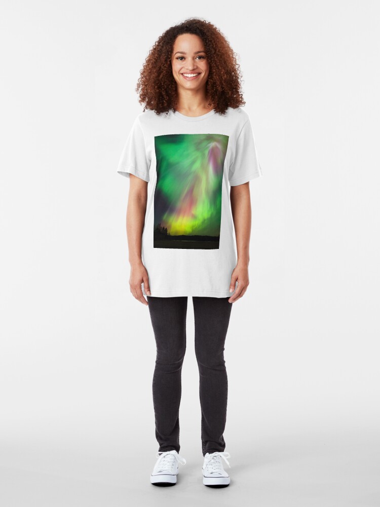 Alternate view of Big beautiful multicolored northern lights Slim Fit T-Shirt