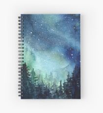 Cuaderno de espiral Acuarela Galaxy Nebula Aurora Northern Lights Pintura