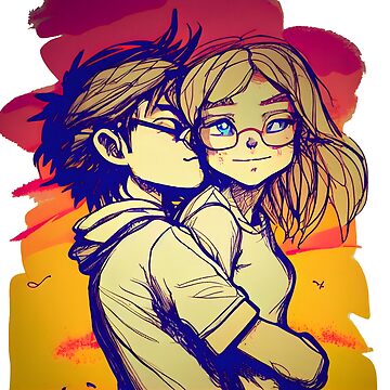 Romantic couple lovingly hug ink one - you are my sunshine together Art  Board Print by MLArtifex