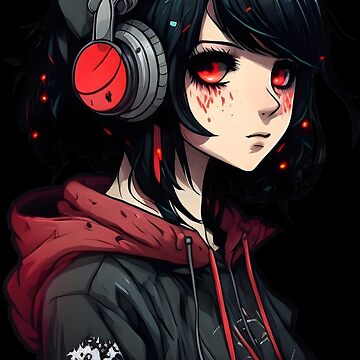 Dark Anime Girl Art Anime Aesthetic Print Gothic Emo Gamer 