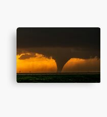 Silhouette - Large Tornado Rumbles Over Kansas Canvas Print