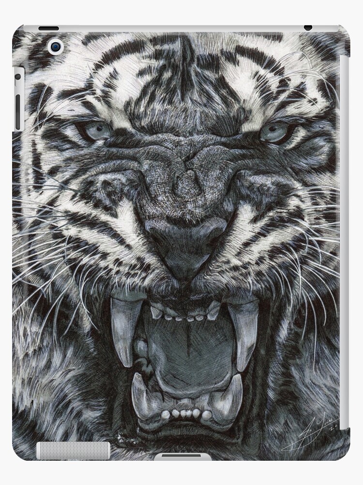 Tiger Growl Graphite Pencil Drawing Ipad Caseskin By Juliolucas