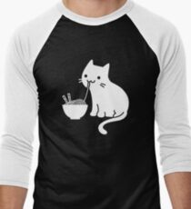 Cute Cat Eating Ramen Men's Baseball ¾ T-Shirt