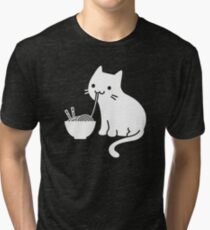 Cute Cat Eating Ramen Tri-blend T-Shirt
