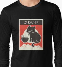 "Kawaii" Vintage Style Japenese Ramen Cat Long Sleeve T-Shirt