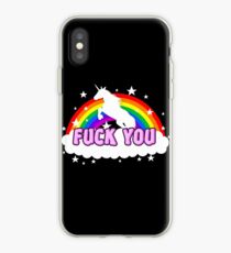 Unicorn Fuck you rainbow iPhone Case