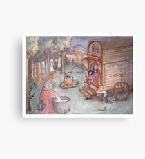 Fireside Reisende, Aquarellmalerei Leinwanddruck