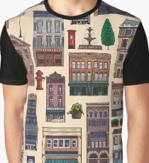Vintage white brown architecture town pattern Graphic T-Shirt
