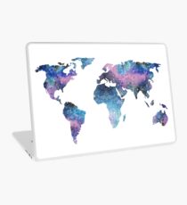 Watercolor Galaxy World Map Laptop Skin