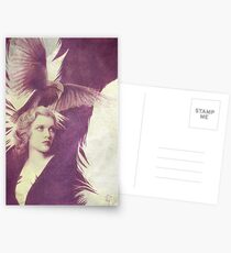 Lady Raven Surreal Design in Taupe and Purple Colors | Gift for Her Postcards